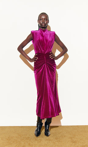 スーツ・フォーマル・ドレス BACK OPEN PEARL VELOUR DRESS ワンピース BACK OPEN PEARL VELOUR DRESS Backless Pearl Maxi