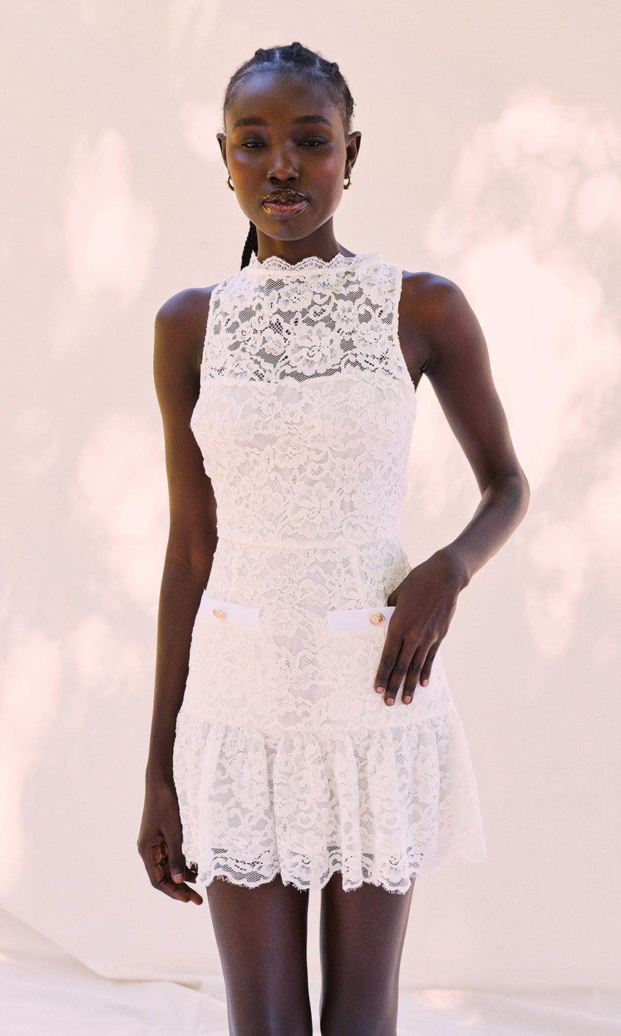 drusilla lace trim mini dress Drusilla Lace Drop-Waist Mini Dress by Saylor in White, Size: Medium at Anthropologie