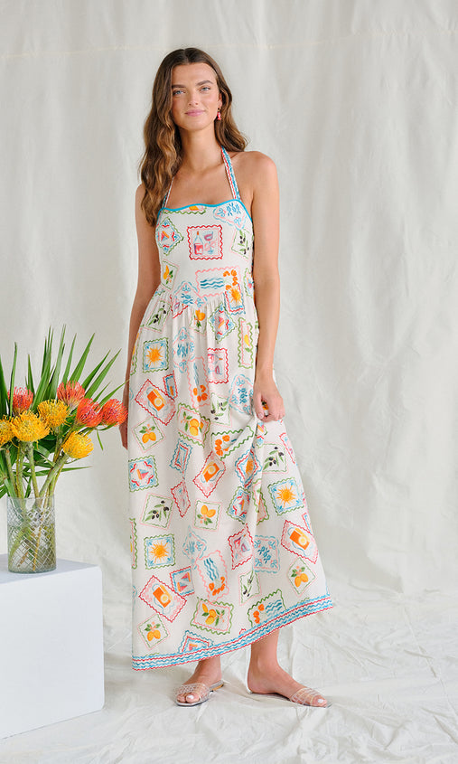 saylor maxi dress Saylor Stripe Maxi Dress-Blue